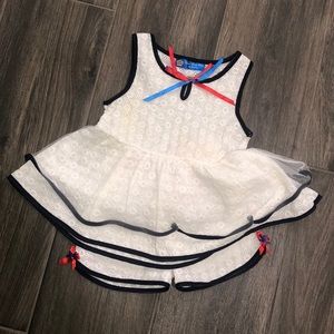 Couture 2T / 3T white lace and tulle top and shorts set
